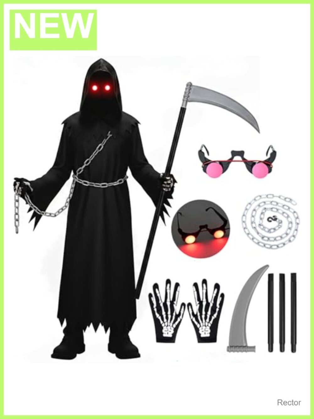Grim Reaper Costume Halloween Scary Outfit Set Adult Unisex Cosplay